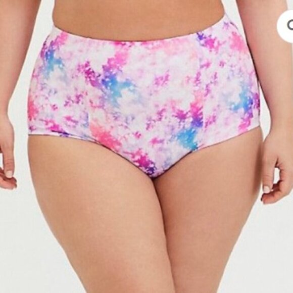 Torrid High Waisted Bikini Bottoms Pink Tie Dye Size 00/M - Picture 1 of 7